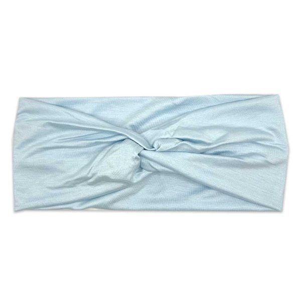 A light blue Georgia - Women's Bamboo Headwrap by Tiny Knot Co on a white background.